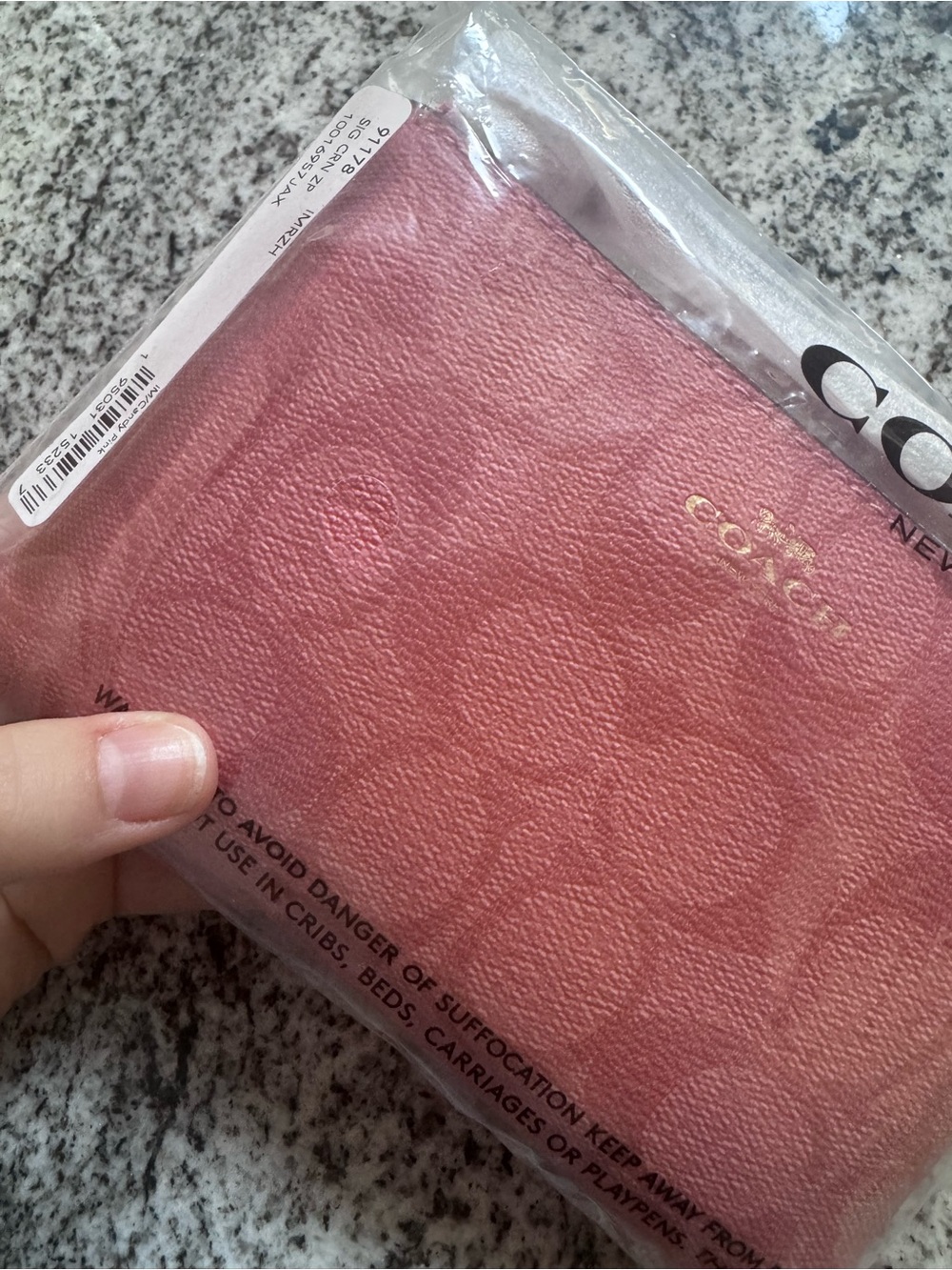 Coach Pink Signature Zip Pouch with Gold Logo - Picture 3 of 3